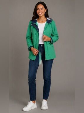 St John’s Bay Water Resistant Hooded rain Jacket Bright Parakeet Small